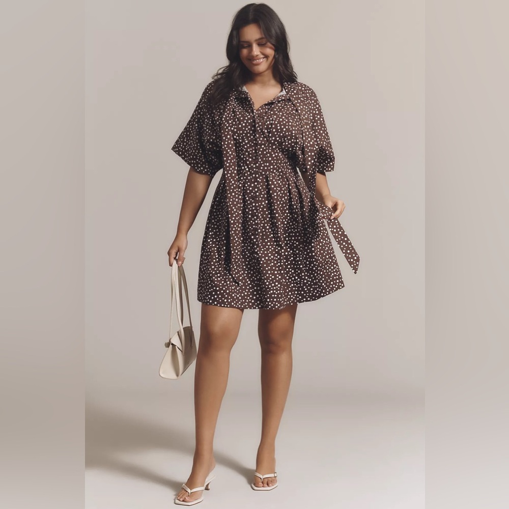 Anthropologie Brown and White Mini Dress - Picture 4 of 6